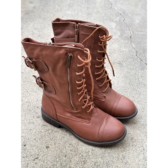 Top Moda Size 7 Lace Up Military Combat Boots - Picture 2 of 4